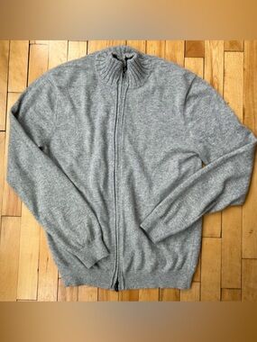 Fifth Avenue Black Sweater 100% Cashmere Men's Gray Full-Zip Size XL